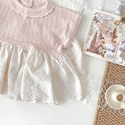 -ベビーキッズトップス ペプラムレース レースニットチュニックブラウス 2カラー - mamahalo shop - 半袖シャツ・ブラウス -  べビー服 - 子供服 - 男の子 - 女の子