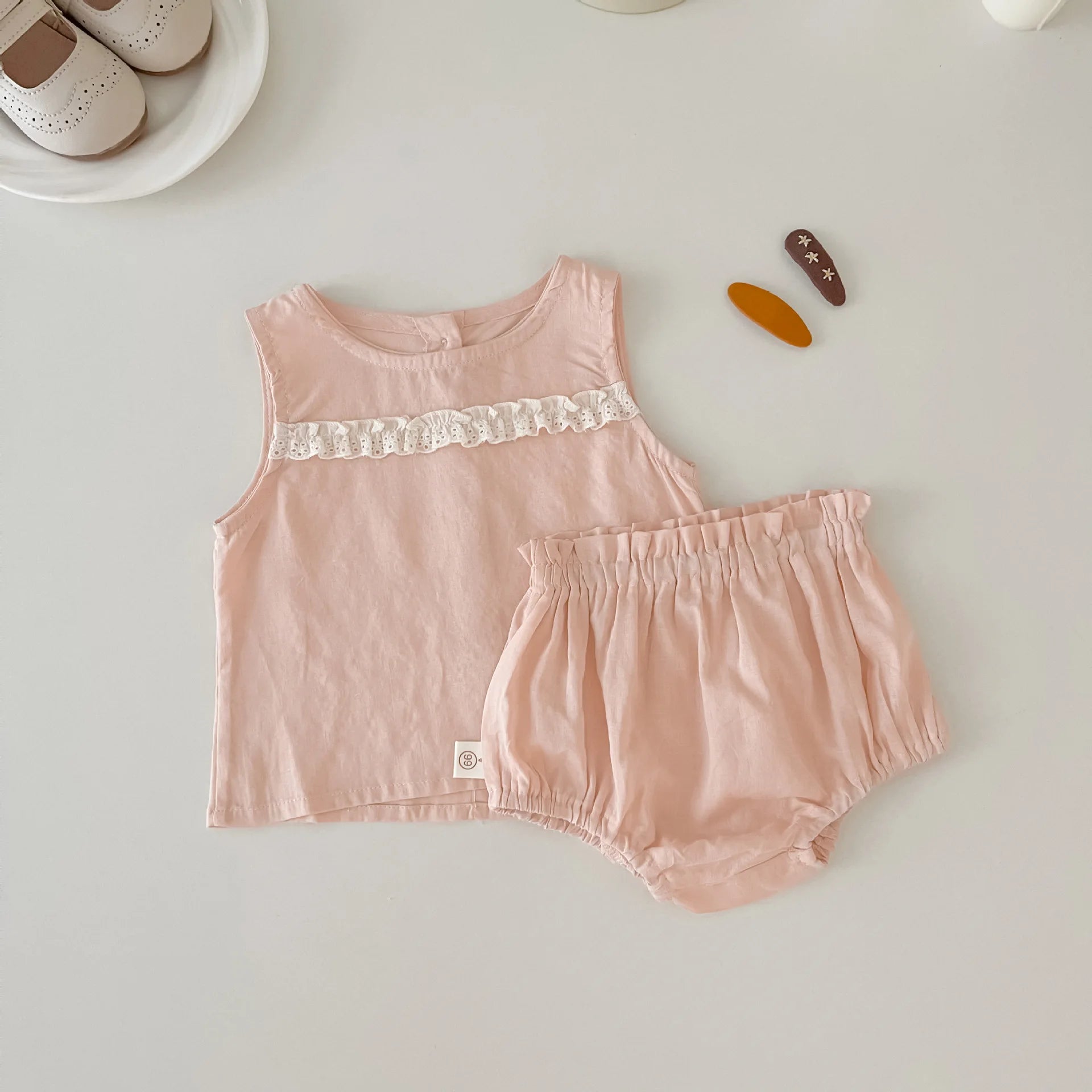 -ベビーセットアップ 2点セット ノースリーブフリルタンクトップ+ブルマパンツ 2カラー【mh0005538】 - mamahalo shop - ノースリーブセットアップ -  べビー服 - 子供服 - 男の子 - 女の子