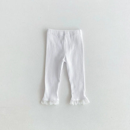 -キッズパンツ 裾レースリブニットレギンスパンツ 3カラー - mamahalo shop - レギンスパンツ -  べビー服 - 子供服 - 男の子 - 女の子