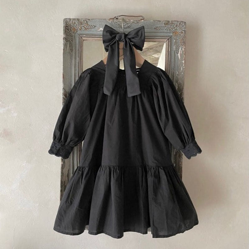 -キッズ レース スクエアネック 長袖 ワンピース ガールズ【mh0002443】 - mamahalo shop - 長袖ワンピース -  べビー服 - 子供服 - 男の子 - 女の子