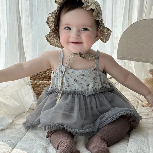 -ベビーロンパース キャミソール チュールスカートドッキングボディスーツ サマードレス【mh0005657】 - mamahalo shop - ノースリーブロンパース -  べビー服 - 子供服 - 男の子 - 女の子