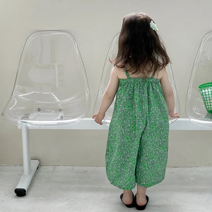 -キッズサロペット キャミソールジャンプスーツ ルーズ グリーン【mh0005836】 - mamahalo shop - ノースリーブジャンプスーツ -  べビー服 - 子供服 - 男の子 - 女の子