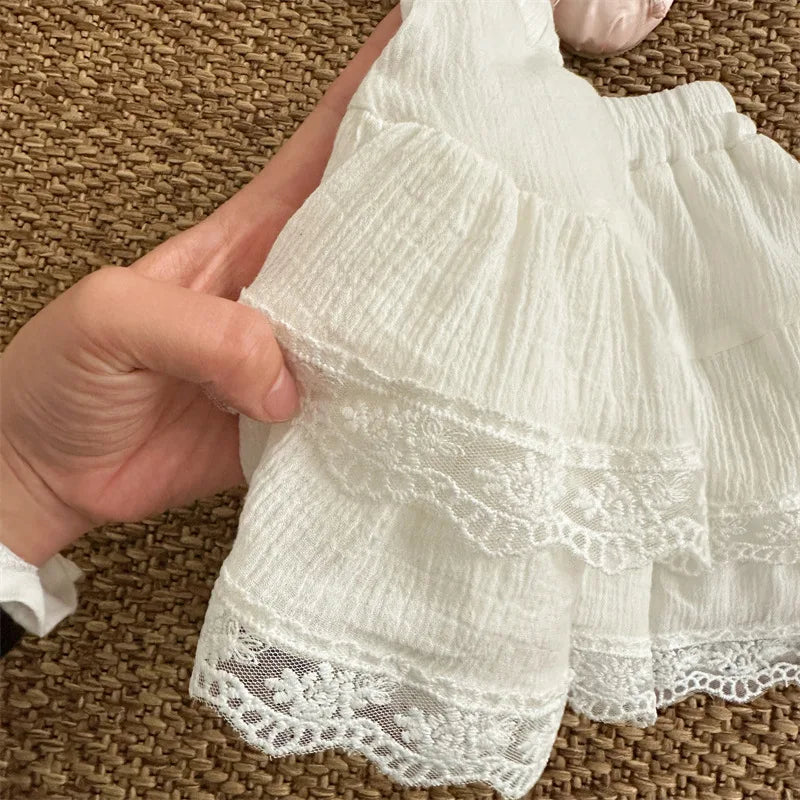 -キッズスカート レースフリルティアードスカート プリンセス ケーキスカート ホワイト - mamahalo shop - スカート -  べビー服 - 子供服 - 男の子 - 女の子