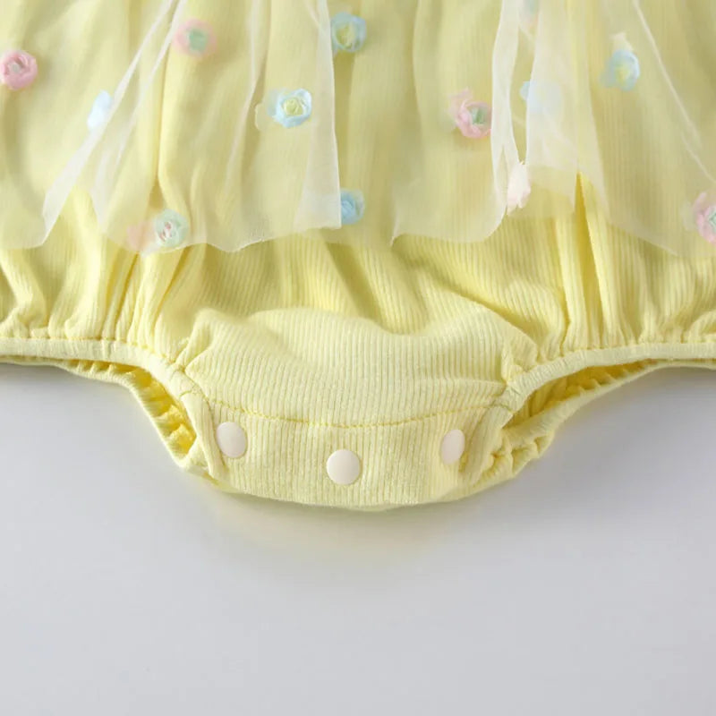 -ベビーロンパース キャミソールチュチュチュールスカートボディスーツ フラワー刺繍 2カラー【mh0006171】 - mamahalo shop - ノースリーブロンパース -  べビー服 - 子供服 - 男の子 - 女の子