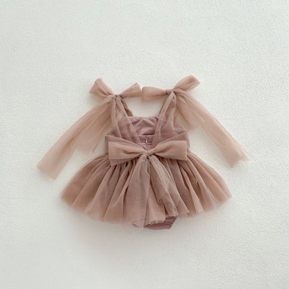 -ベビーロンパース チュチュチュール リボン スカートボディスーツ ドレスロンパース パーティ お出かけ【mh0004466】 - mamahalo shop - ノースリーブロンパース -  べビー服 - 子供服 - 男の子 - 女の子