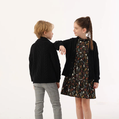 -ベビーキッズジュニア ケーブルニットカーディガン トラッドチェック サスペンダーパンツ ロングパンツ リンクコーデ 兄弟お揃い お出かけ - mamahalo shop - サロペットパンツ・サスペンダーパンツ -  べビー服 - 子供服 - 男の子 - 女の子