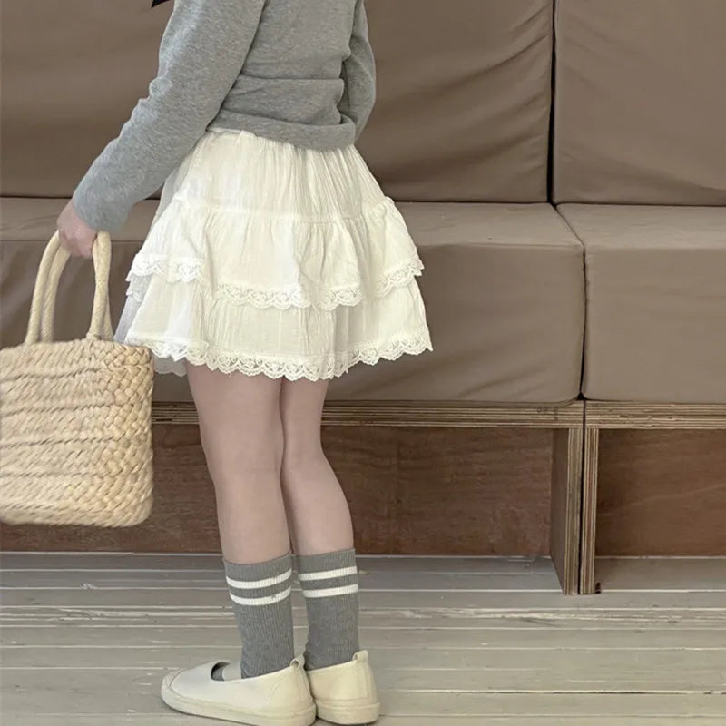 -キッズスカート ティアードフリルミニスカート ケーキスカート ホワイト - mamahalo shop - スカート -  べビー服 - 子供服 - 男の子 - 女の子