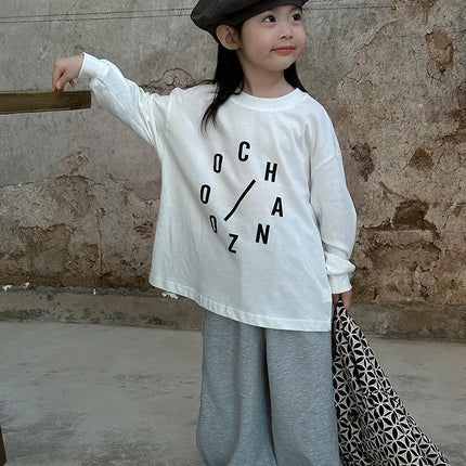 キッズトップス レターロゴプリント長袖Tシャツ 3カラー - mamahalo shop - 長袖Tシャツ -  べビー服 - 子供服 - 男の子 - 女の子