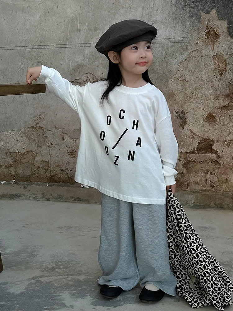 -キッズトップス レターロゴプリント長袖Tシャツ 3カラー - mamahalo shop - 長袖Tシャツ -  べビー服 - 子供服 - 男の子 - 女の子
