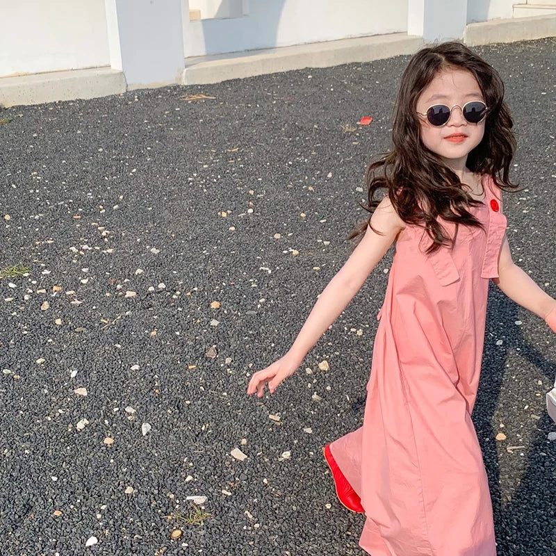 -キッズサロペット サスペンダーパンツ ワイドルーズパンツ ピンク【mh0005852】 - mamahalo shop - サロペットパンツ・サスペンダーパンツ -  べビー服 - 子供服 - 男の子 - 女の子