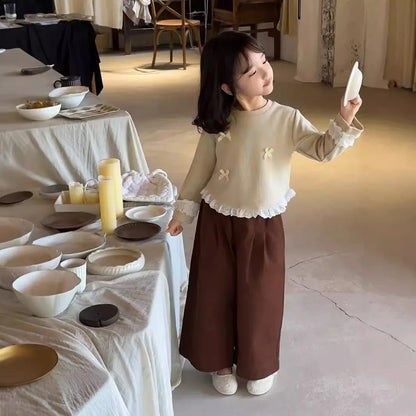 -キッズトップス リボン裾袖フリル長袖Tシャツ 2カラー【mh0007320】 - mamahalo shop - 長袖Tシャツ -  べビー服 - 子供服 - 男の子 - 女の子