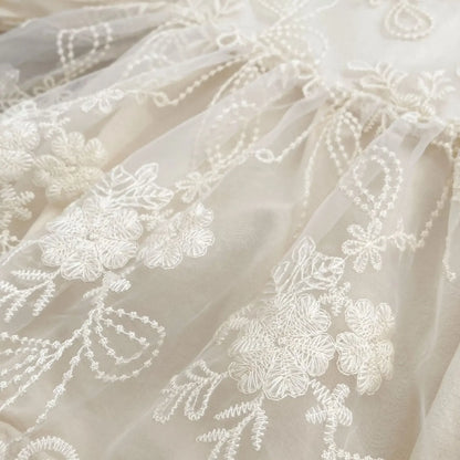 -ベビーロンパース 総レースドレスワンピースボディスーツ ドレスロンパース アプリコット - mamahalo shop - 長袖ロンパース -  べビー服 - 子供服 - 男の子 - 女の子