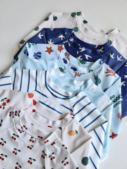 -キッズ水着 セパレートセット 長袖トップス+ショートパンツ ボーイズ ラッシュガード スイムウェア【mh0006163】 - mamahalo shop - ベビー用水着 -  べビー服 - 子供服 - 男の子 - 女の子