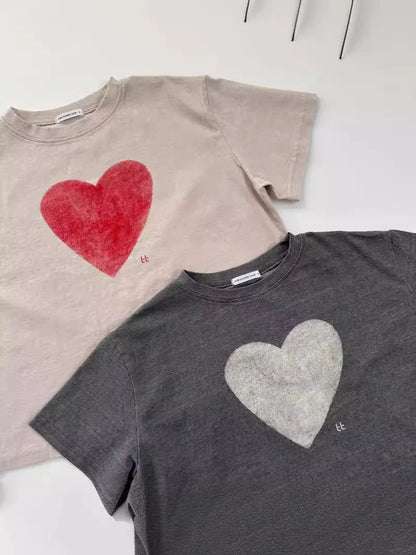 -ベビートップス 半袖ハートプリントTシャツ 2カラー【mh0005469】 - mamahalo shop - 半袖Tシャツ -  べビー服 - 子供服 - 男の子 - 女の子