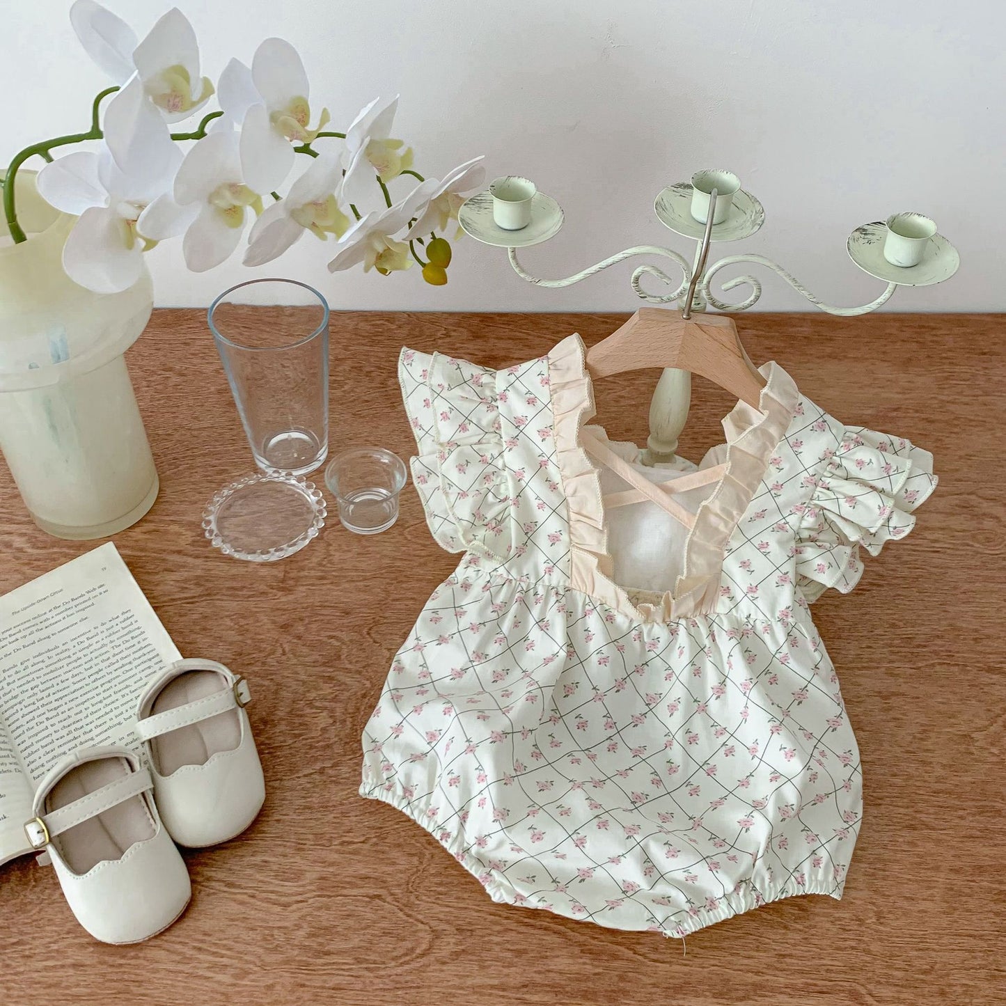 -ベビー チェック フリルスリーブ 半袖 ロンパース ガールズ【mh0002192】 - mamahalo shop - 半袖ロンパース -  べビー服 - 子供服 - 男の子 - 女の子