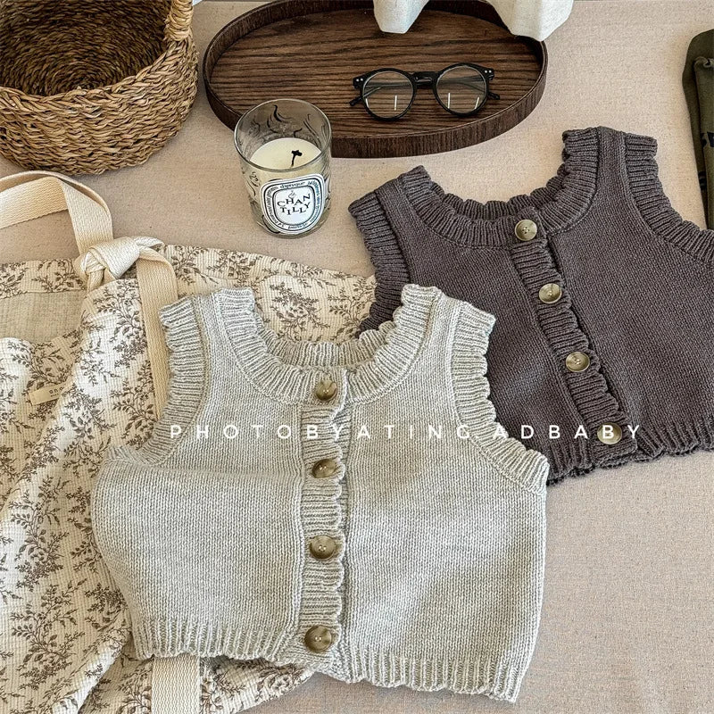 -キッズベスト ニットノースリーブトップス 2カラー - mamahalo shop - ベスト -  べビー服 - 子供服 - 男の子 - 女の子