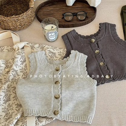 -キッズベスト ニットノースリーブトップス 2カラー - mamahalo shop - ベスト -  べビー服 - 子供服 - 男の子 - 女の子