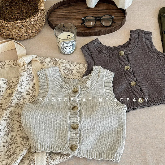 -キッズベスト ニットノースリーブトップス 2カラー - mamahalo shop - ベスト -  べビー服 - 子供服 - 男の子 - 女の子