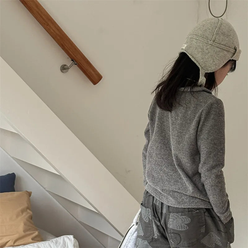 -キッズトップス 長袖丸襟Tシャツ ブラウス 4カラー【mh0006614】 - mamahalo shop - 長袖Tシャツ -  べビー服 - 子供服 - 男の子 - 女の子