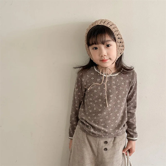 キッズトップス フラワー小花柄レース長袖Tシャツ - mamahalo shop - 長袖Tシャツ -  べビー服 - 子供服 - 男の子 - 女の子