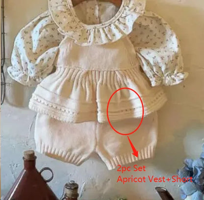 -ベビーセットアップ 2点セット ニットベスト バルーンパンツ 2カラー - mamahalo shop - ノースリーブセットアップ -  べビー服 - 子供服 - 男の子 - 女の子