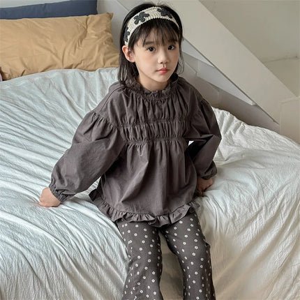 キッズトップス 長袖スモックブラウス 2カラー - mamahalo shop - 長袖シャツ・ブラウス -  べビー服 - 子供服 - 男の子 - 女の子