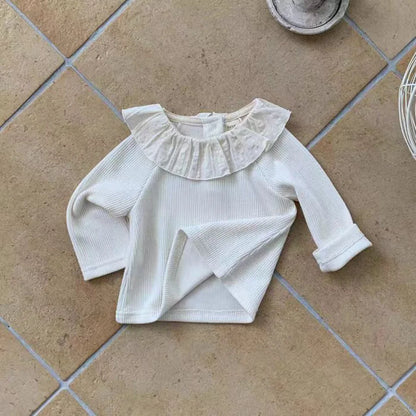 -ベビートップス レースラッフル襟長袖Tシャツ 2カラー - mamahalo shop - 長袖Tシャツ -  べビー服 - 子供服 - 男の子 - 女の子