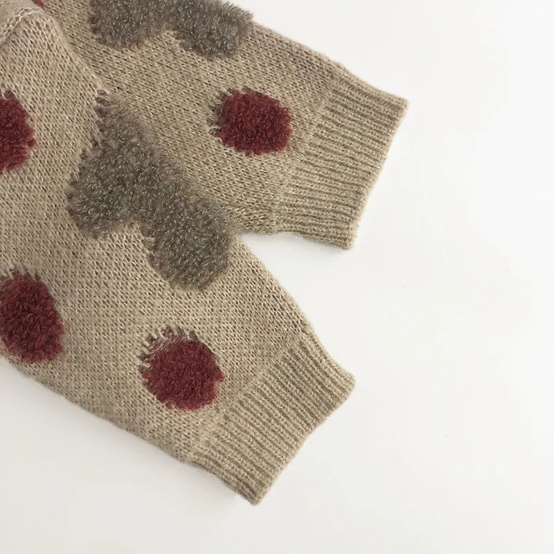 -キッズカーディガン ニットセーター 雲ドット水玉刺繍 - mamahalo shop - カーディガン・パーカー -  べビー服 - 子供服 - 男の子 - 女の子