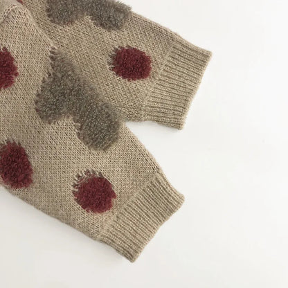 -キッズカーディガン ニットセーター 雲ドット水玉刺繍 - mamahalo shop - カーディガン・パーカー -  べビー服 - 子供服 - 男の子 - 女の子