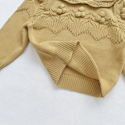 -ベビーキッズ ニットポロ襟刺繍セータートップス 2カラー - mamahalo shop - ニット・セーター -  べビー服 - 子供服 - 男の子 - 女の子