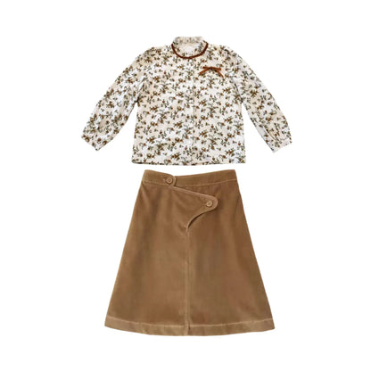 -ベビーキッズジュニア フラワー花柄 長袖ワンピース 長袖ロンパース ジャケット カシュクールニットセーター ポロシャツ サスペンダーパンツ ロングパンツ リンクコーデ お出かけ 兄弟姉妹 お揃いコーデ - mamahalo shop - 長袖ロンパース -  べビー服 - 子供服 - 男の子 - 女の子