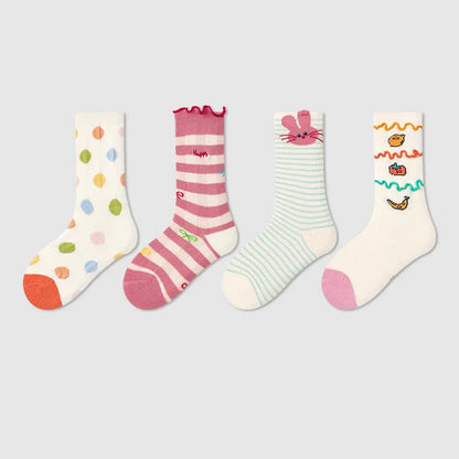 -キッズソックス 靴下4足セット ワッペンワンポイント ボーダー【mh0004066】 - mamahalo shop - ベビー用靴下・タイツ -  べビー服 - 子供服 - 男の子 - 女の子