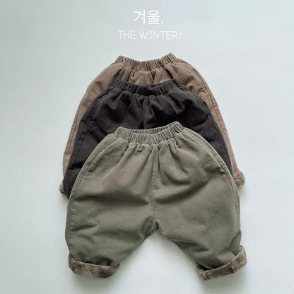 -キッズパンツ 裏ファーフリース ルーズパンツ シンプル ベーシック 無地 3カラー ボーイズ 男の子 子供服 - mamahalo shop - ロングパンツ・スウェットパンツ -  べビー服 - 子供服 - 男の子 - 女の子