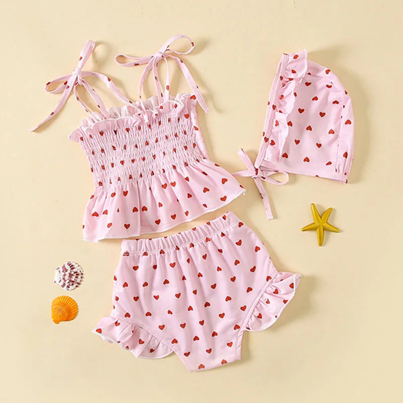 -ベビー水着 帽子セット セパレート ビキニ ピンク ハート スイムウェア【mh0005122】 - mamahalo shop - ベビー用水着 -  べビー服 - 子供服 - 男の子 - 女の子