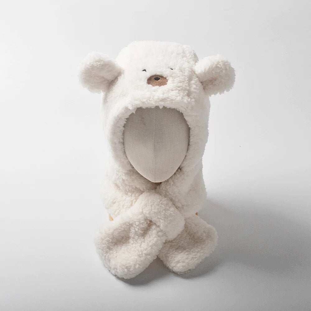 -ベビー キッズ くま ベア 耳付き マフラーキャップ ネックウォーマー 帽子 - mamahalo shop - ベビー用帽子 -  べビー服 - 子供服 - 男の子 - 女の子