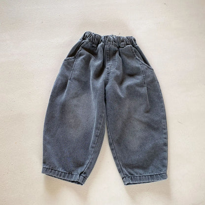 -キッズパンツ ルーズロングデニムパンツ ジーンズ2カラー - mamahalo shop - デニムパンツ -  べビー服 - 子供服 - 男の子 - 女の子