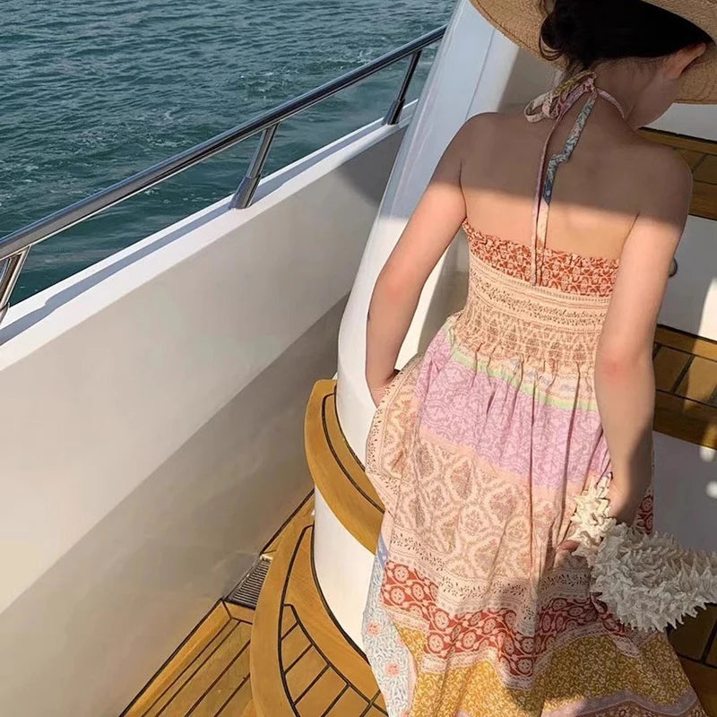 -☺︎ キッズワンピース ホルターネック サマードレス リゾートウェア - mamahalo shop - ノースリーブワンピース -  べビー服 - 子供服 - 男の子 - 女の子