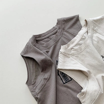 -キッズトップス ノースリーブTシャツ タンクトップ ハウス家プリント 2カラー【mh0006324】 - mamahalo shop - タンクトップ・キャミソール・ノースリーブトップス -  べビー服 - 子供服 - 男の子 - 女の子