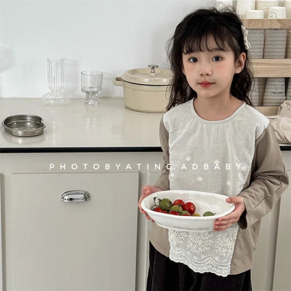 -キッズトップス 長袖パッチワークTシャツ 2カラー - mamahalo shop - 長袖Tシャツ -  べビー服 - 子供服 - 男の子 - 女の子