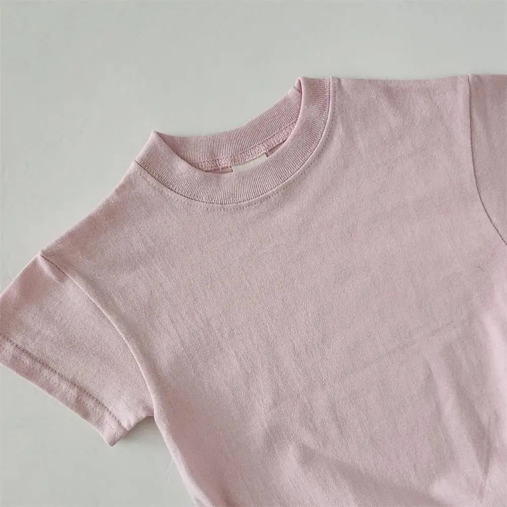 -ベビーキッズセットアップ 2点セット 半袖Tシャツ+ショートパンツ シンプルベーシック 4カラー - mamahalo shop - 半袖セットアップ -  べビー服 - 子供服 - 男の子 - 女の子