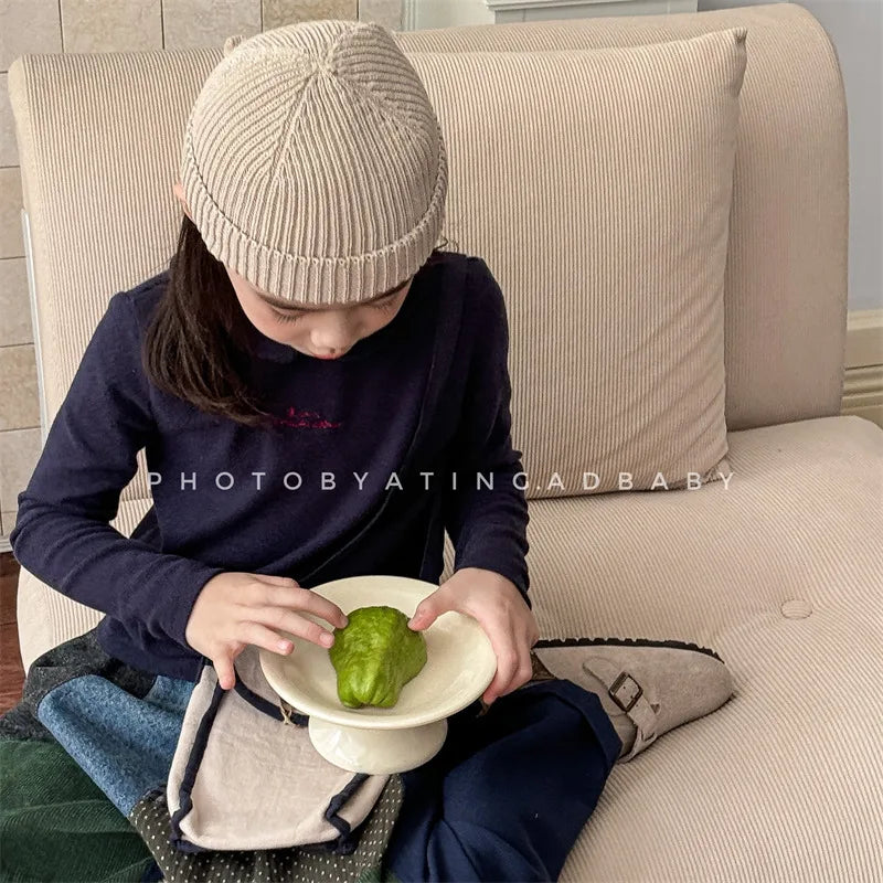 -キッズトップス 長袖丸襟Tシャツ ブラウス 4カラー【mh0006614】 - mamahalo shop - 長袖Tシャツ -  べビー服 - 子供服 - 男の子 - 女の子