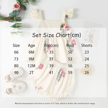 -ベビーセットアップ 2点セット/ロンパース 半袖パフスリーブボディスーツ/フリルショルダーキャミソールチュニック+ブルマパンツ - mamahalo shop - 半袖ロンパース -  べビー服 - 子供服 - 男の子 - 女の子