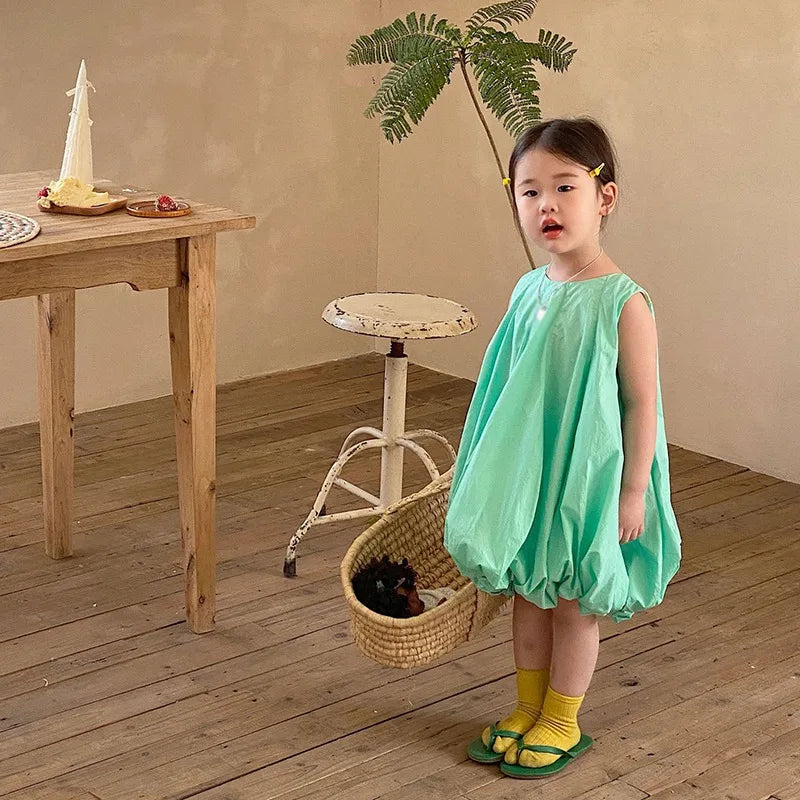 -キッズワンピース ノースリーブバルーンワンピース 4カラー【mh0005761】 - mamahalo shop - ノースリーブワンピース -  べビー服 - 子供服 - 男の子 - 女の子