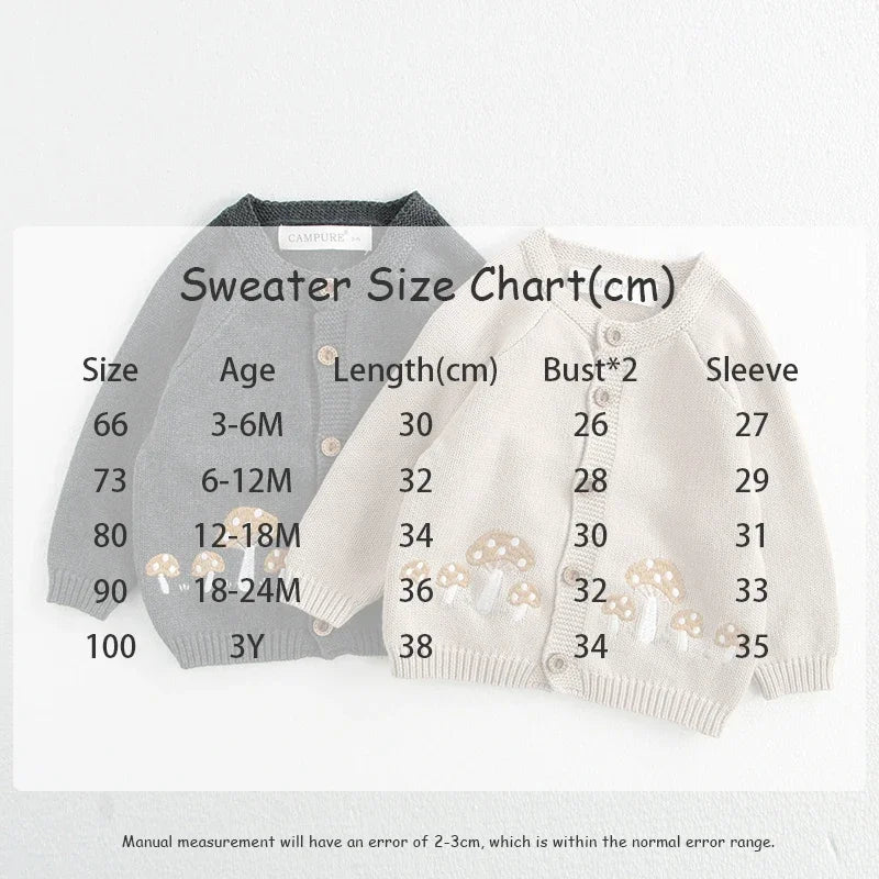 -ベビーカーディガン/ロンパース ニットきのこ刺繍カーディガンジャケット/ニットマッシュルーム刺繍サスペンダーボディスーツ+ボンネット帽子セット 2カラー【mh0006696】 - mamahalo shop - ロンパースセットアップ -  べビー服 - 子供服 - 男の子 - 女の子