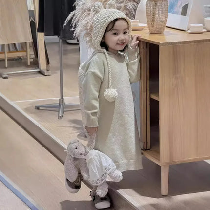 キッズワンピース フーディニット長袖ワンピース - mamahalo shop - 長袖ワンピース -  べビー服 - 子供服 - 男の子 - 女の子