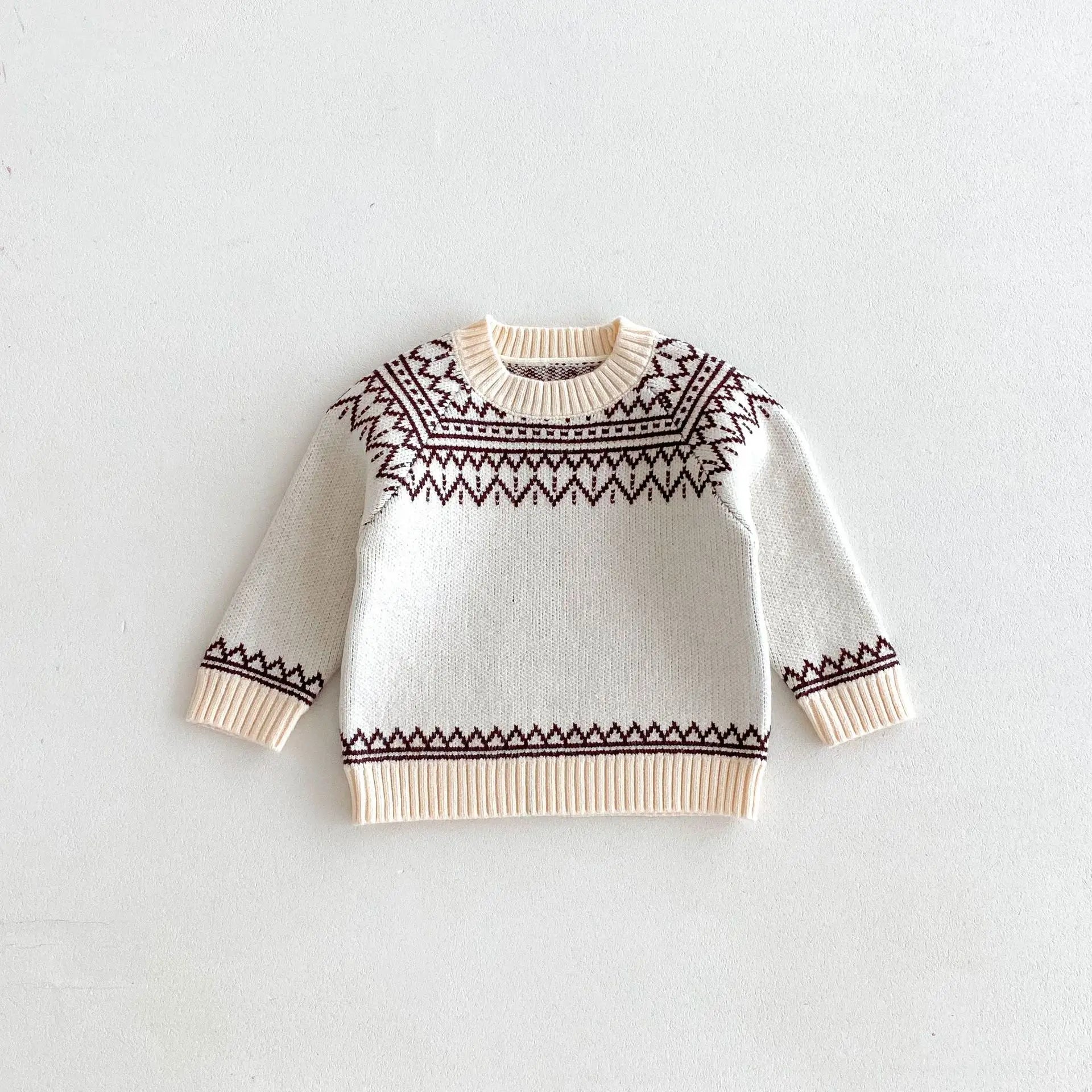 -キッズトップス チロリアン幾何学刺繍ニットセーター 2カラー【mh0007003】 - mamahalo shop - ニット・セーター -  べビー服 - 子供服 - 男の子 - 女の子