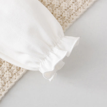 -キッズトップス レースフラワー刺繍襟長袖Tシャツブラウス ホワイト【mh0007223】 - mamahalo shop - 長袖Tシャツ -  べビー服 - 子供服 - 男の子 - 女の子