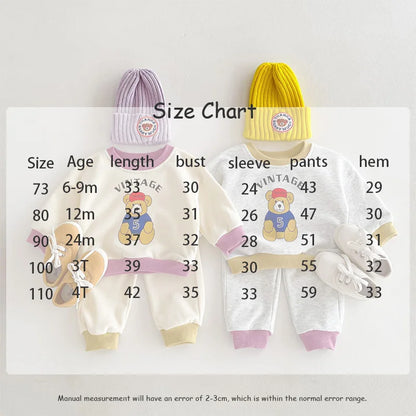 -ベビーキッズセットアップ 2点セット スウェットシャツ スウェットパンツ ベアくまプリント カラフル - mamahalo shop - 長袖セットアップ -  べビー服 - 子供服 - 男の子 - 女の子