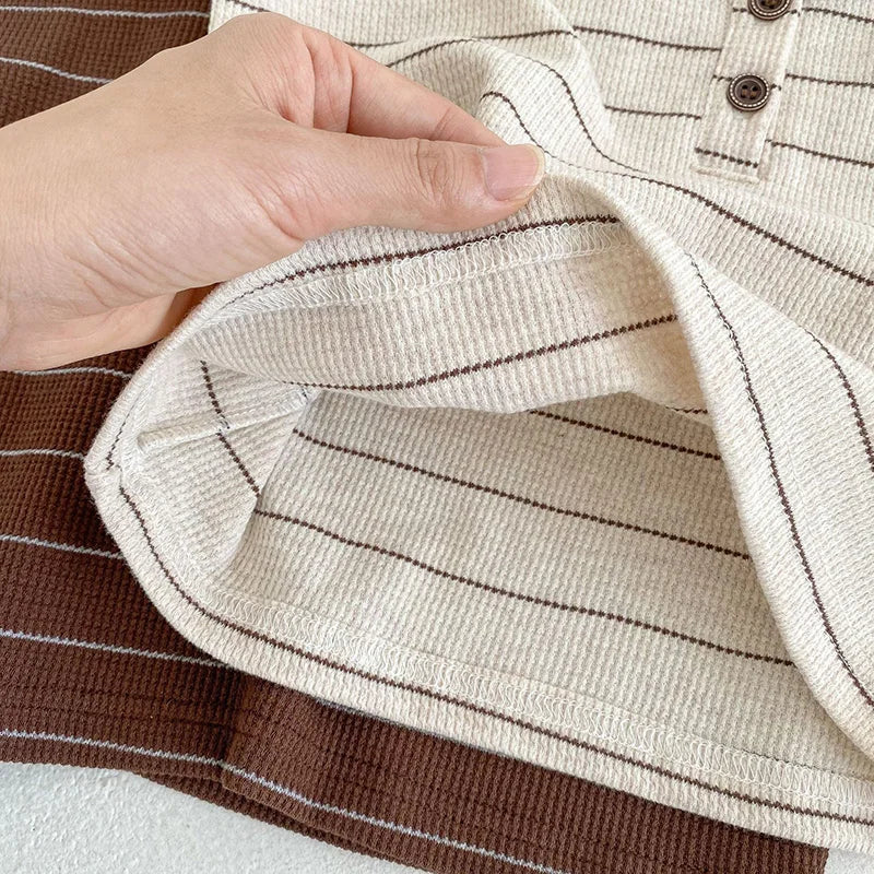 -ベビーセットアップ 2点セット 半袖Tシャツ+ブルマパンツ ボーダー 2カラー【mh0005773】 - mamahalo shop - 半袖セットアップ -  べビー服 - 子供服 - 男の子 - 女の子