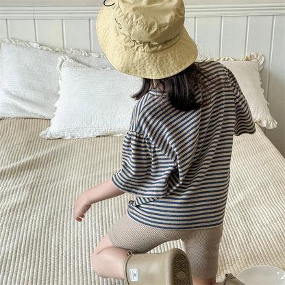 -キッズトップス 半袖ボーダーTシャツ ワンポイントプリント 2カラー【mh0005446】 - mamahalo shop - 半袖Tシャツ -  べビー服 - 子供服 - 男の子 - 女の子